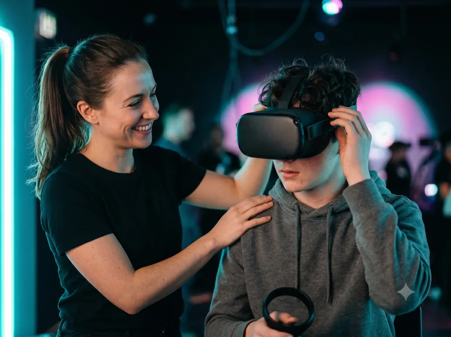 Animateur Nexus encadrant un élève en réalité virtuelle